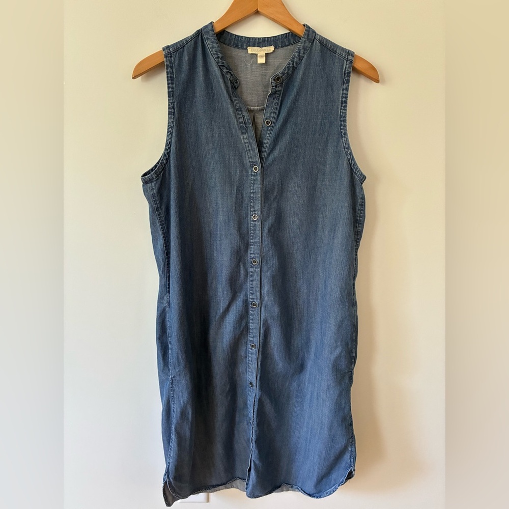 Eileen Fisher Denim Sleeveless Shirt Dress Size S (Oversized)